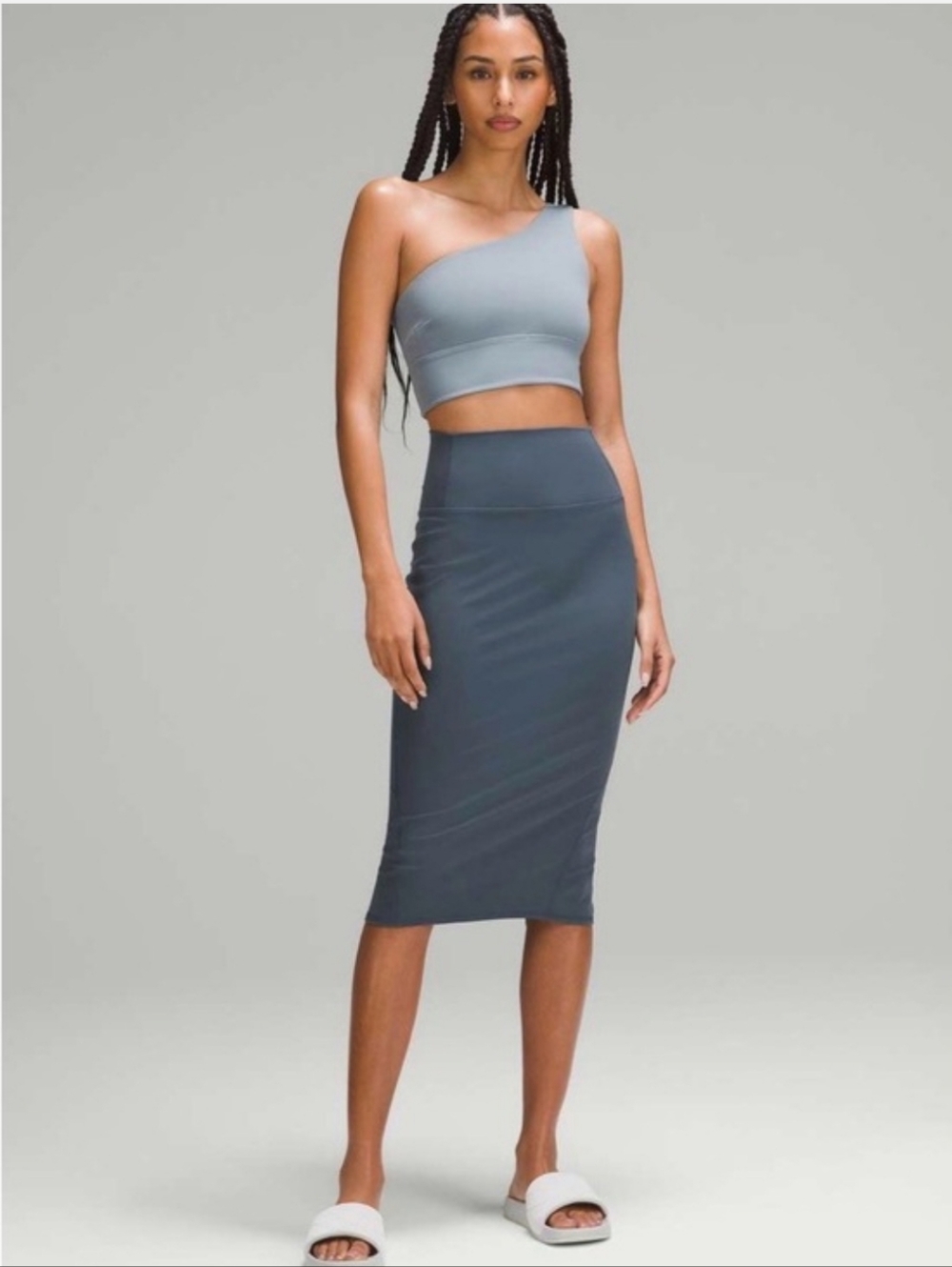 Lululemon Nulu High-Rise Midi Skirt Oasis Blue ribbed LW8AH0S Size 6 Womens - Picture 6 of 6
